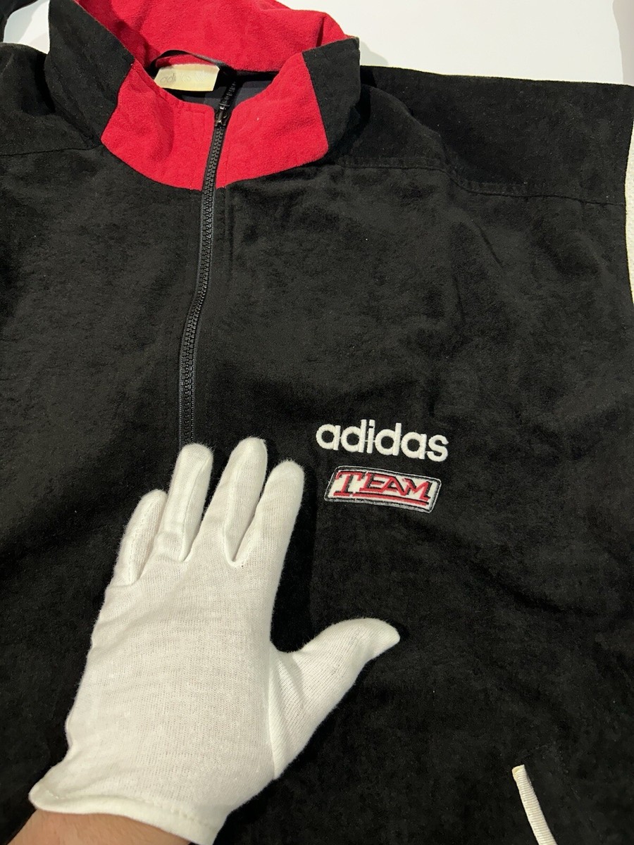 Vintage Adidas Team Men's 90s Velour Track Jacket Stripes