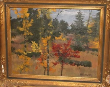 1952 Post impressionist oil painting landscape signed