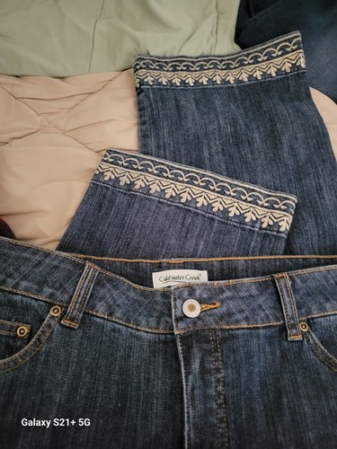 Coldwater Creek Denim Capris Metallic Embroidery Stretch Mid-Rise Women's 14 - Picture 2 of 8