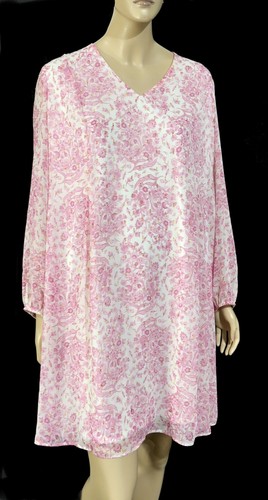Abito nuovo con etichette INC trasparente romantico garofano rosa bianco cravatta a trapezio swing XL - Foto 3 di 9