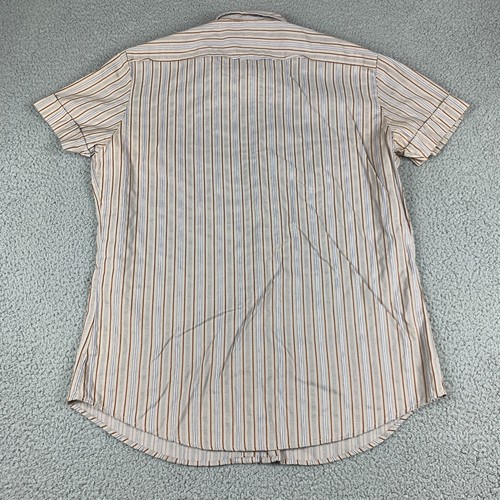 Diesel Shirt Mens Large Brown Stripes Short Sleeve Button Up 50's Cowboy - Picture 3 of 13