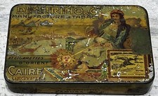 Antica rara scatola di latta vuota per sigarette DIMITRINO & Co CAIRE EGYPT 10 sigarette