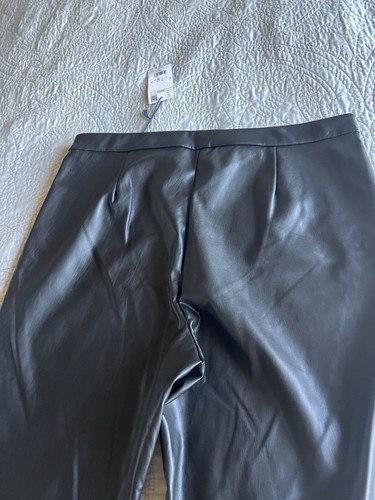 OVS Women XL Faux Leather Pull On Flat Front Ankle Pant New Liquid Punk Rock - Picture 7 of 8