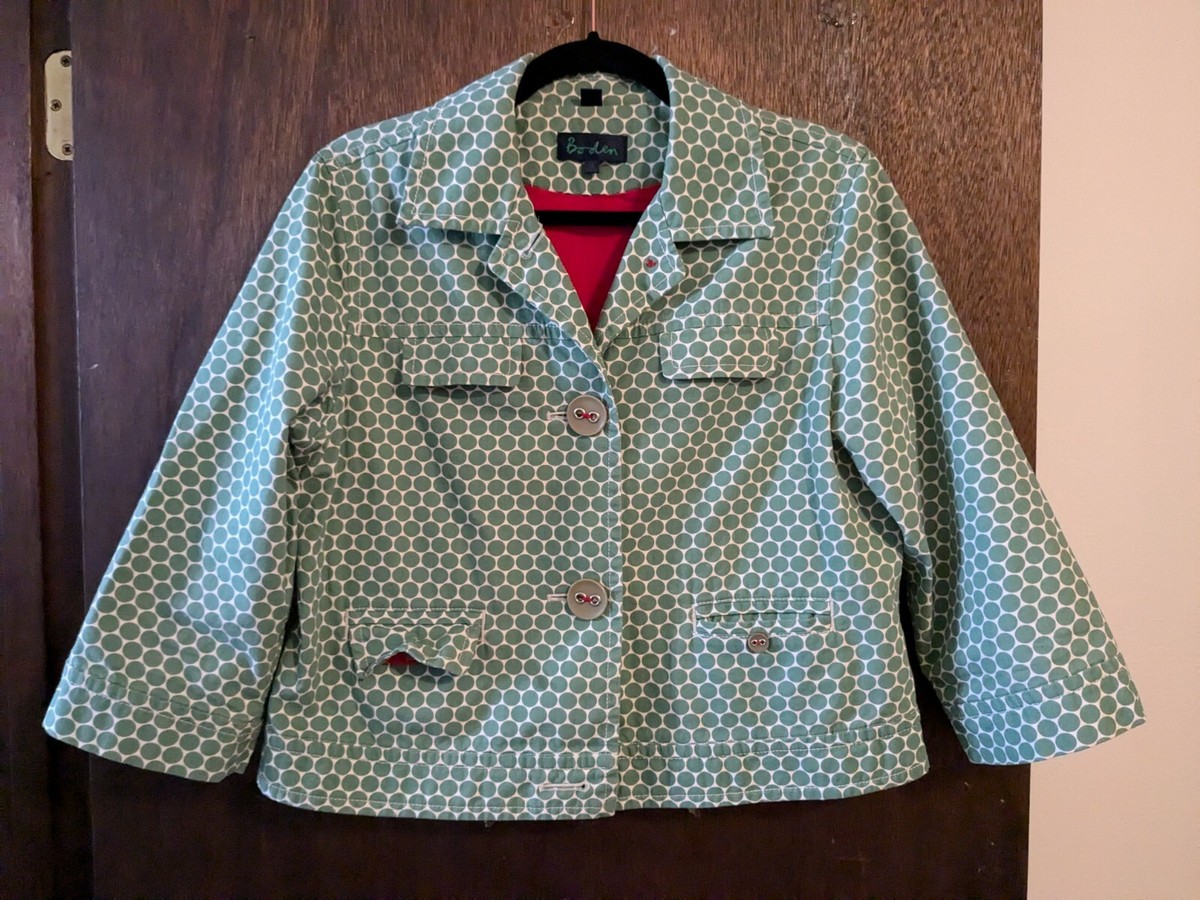 Boden Size 14 Green Polka Dot Crop Jacket Button Up | eBay 