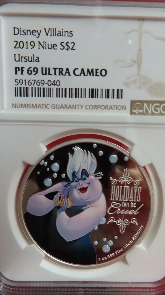 2019 Niue 1 Oz .999 Silver $2 Disney URSULA NGC PF PR 69 The Little Mermaid  - Image 3 of 4
