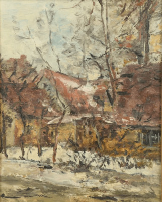 Dorfstraße im Winter, Sachsenwald | Gemälde von Philipp Karl Seitz