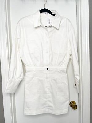T C E C Size Medium Women s Sporty Ivory Jacket Dress 4 Pockets