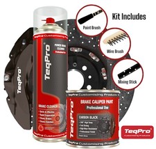 Brake Caliper Paint Kit 240°C GLOSS BLACK + Brush + Wire Brush + Brake Cleaner