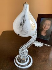 Vintage Jozefina Krosno Art Glass Hand Blown Oil Table Lamp Poland 1960s Rare