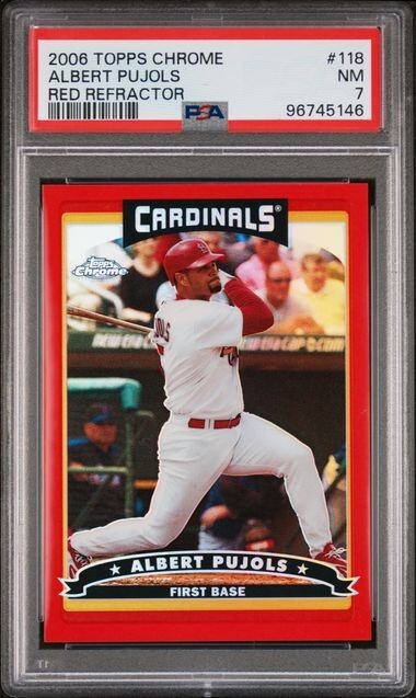 2006 Topps Chrome Albert Pujols Red Refractor #118 40/90 PSA 7 NM