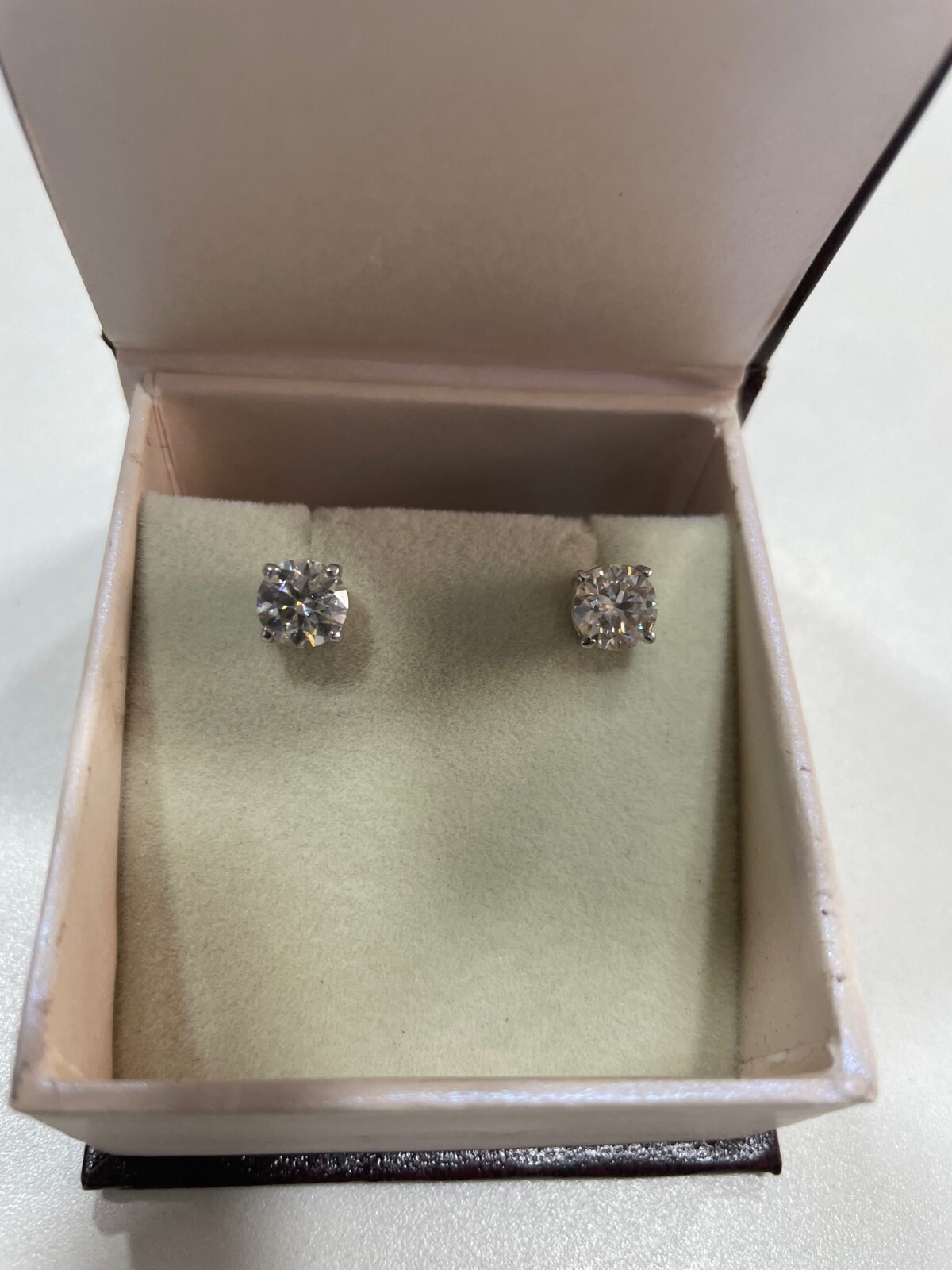 2 Ct. Off White Heated & Pressure Treated Diamond 4 Prong Studs in 925 Silver