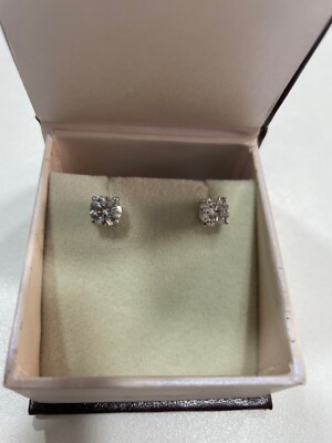 2 Ct. Off White Heated & Pressure Treated Diamond 4 Prong Studs in 925 Silver