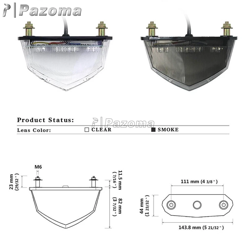 Luz de freno trasera con lente de humo para Honda CB1000C CBR1000F CBR1000RR CBR125R/250R Foto 3 de 4