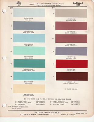 1956 1957 1958 CADILLAC SEVILLE FLEETWOOD ELDORADO PAINT CHIPS