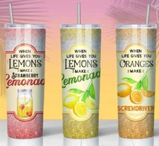 LEMONADE TUMBLER 20OZ W/ STRAW & 3M BOTTOM. CHOOSE ONE OR CUSTOMIZE