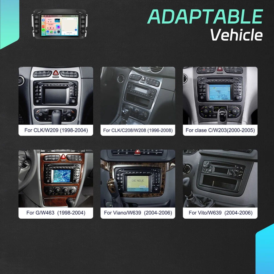 4+64GB Android 15 Carplay Autoradio Für Mercedes Benz C/CLK/G Klasse W203 W209 - Bild 4 von 4