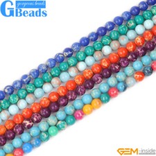 Assorted Color Sea Sediment Jasper Round Beads For Jewelry Making Strand 15"