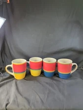 4.5" Royal Norfolk Greenbrier International TASSE  Stoneware Coffee Cups Set 4