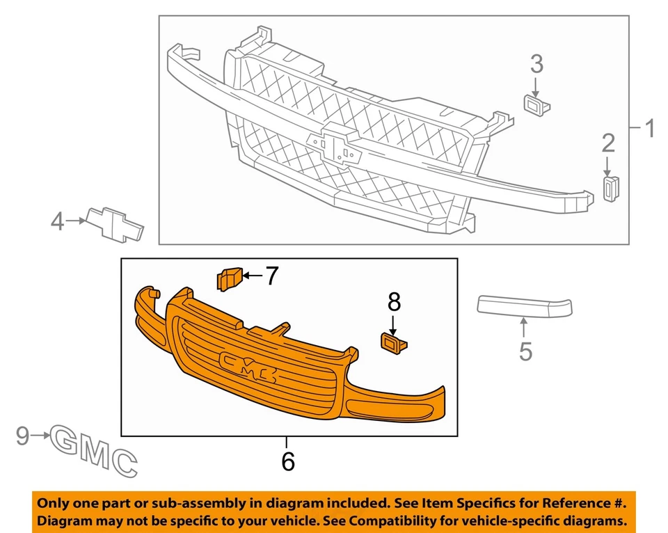 Parrilla delantera usada se adapta a: camioneta GMC Sierra 2500 2003 cromada grado C Foto 3 de 4