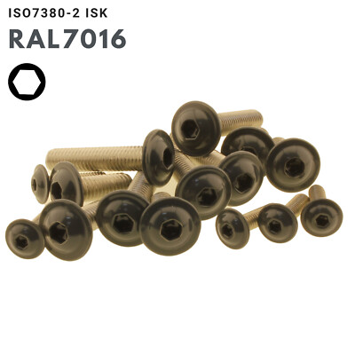 Linsenkopf Flansch Edelstahl | Anthrazit RAL7016 | M4 M5 M6  