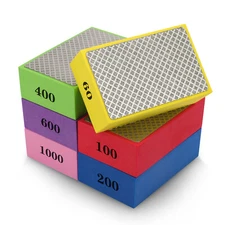 6 Pcs Diamond Polishing Pads, Sanding Blocks for Tile Glass Ceramic Marble Metal
