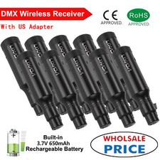 LOT 2.4G DMX512 Wireless Female 3 Pins Receiver Built in Rechargeable Battery