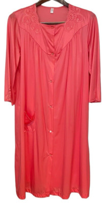 Vintage Nancy King Lingerie Nightgown and Robe Antron III Nylon Melon Size L