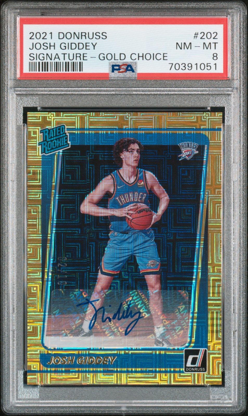 2021 PANINI DONRUSS SIG-GOLD CHOICE #202 JOSH GIDDEY 2/10 PSA 8