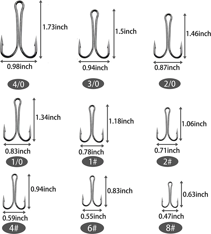 100Pcs Classic Double Hook Open Shank Frog Hooks High Carbon Steel Barbed Hooks - Image 3 of 4