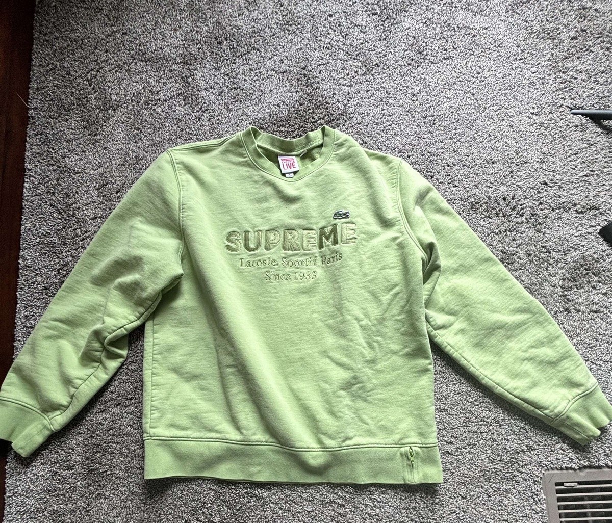 Supreme Lacoste Crewneck Sweatshirt Sz M | eBay