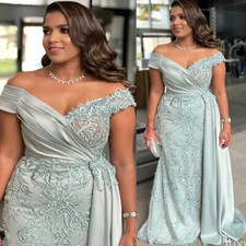 Off Shoulder Mermaid Evening Dresses Beaded Appliques Corset Prom Party Gowns