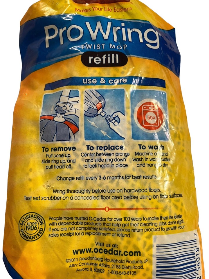 O Cedar Pro Wring Twist Mop Refill Mop Head Washable Old Packaging 2011