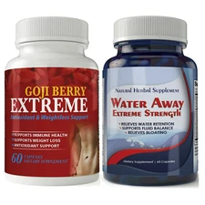 Goji Berry Immune Health Weight Loss Pills & Water Away Fluid Balance Supplement