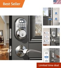 Versatile Keypad Deadbolt with Auto Lock  Stylish Lever Handles in Satin Nickel