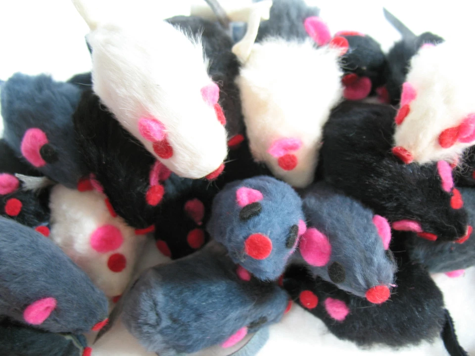 10 ZANIES FURRY MICE, cat toy kitten toys REAL FUR MICE