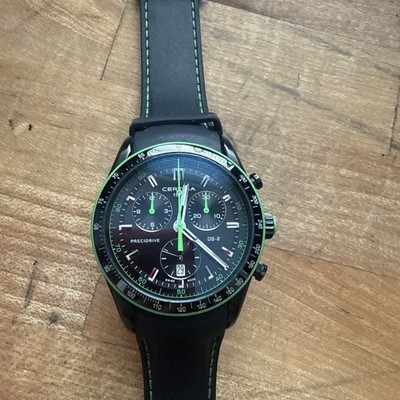 CERTINA DS-2 Precidrive Chrono Quartz Analog Black Rubber Swiss Watch Excellent
