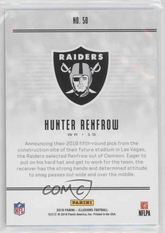 2019 Panini Illusions Black /25 Hunter Renfrow #50 Rookie RC - Image 2 of 2