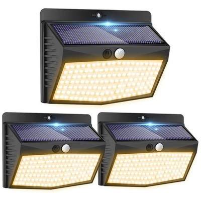 Peasur Warm White Solar Lights for Outdoor Use with Motion Sensor [Pack of 3],