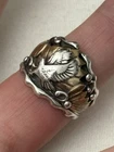 Vintage Men’s Native Signed RB Sterling Silver Gold Fill Eagle Ring Sz10, 9g