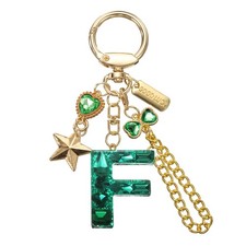 Initial Letter Keychain for Women Cute Heart Butterfly Star Chain Green F