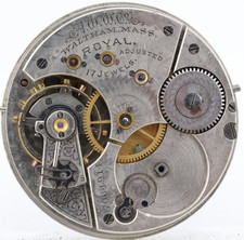 WALTHAM Gr. ROYAL, 16s 17j 7064914 POCKET WATCH MOVEMENT, FOR REPAIR KR 