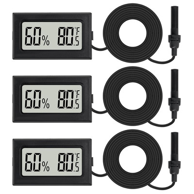 3Pcs Mini Digital Thermometer Hygrometer with Probe Electronic Temperature Humid