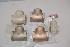 4 Brass 2" Swing Check Valve & Mueller #100-407HC 1-1/2" Threaded Gate Valve-NOS