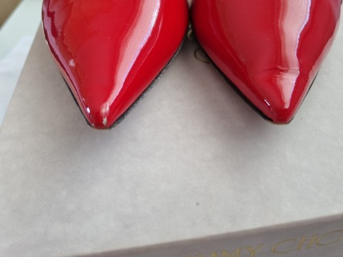 Ladies Jimmy Choo Aza Pumps , Patent Red, Eur 38.5 50mm Heel UK 5.5 - Picture 8 of 11