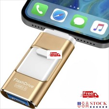 4 in 1 External USB Flash Drive for iPhone iPad Mac Gold PhotoTek Storage 512GB
