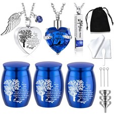 Cremation Urn Necklace for Ashes Set of 6- Small Cremation Urns for Human/Pet...