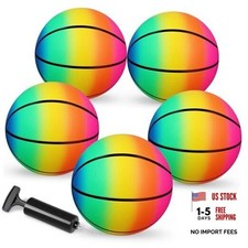 Mini Rainbow Sports Balls, 5PCS 6'' Inflatable Vinyl Playground BASKETBALL