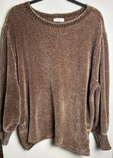 UMGEE Women’s Oversized  Sweater Chenille Small Brown Lagenlook  Soft See Desc