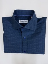 Robert Graham Blue Textured Dress Shirt Mens 15.5 Medium