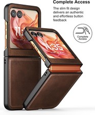 Case for Motorola Razr 2024/25 with Leather  Hard PC Shell Ultra Thin Cover